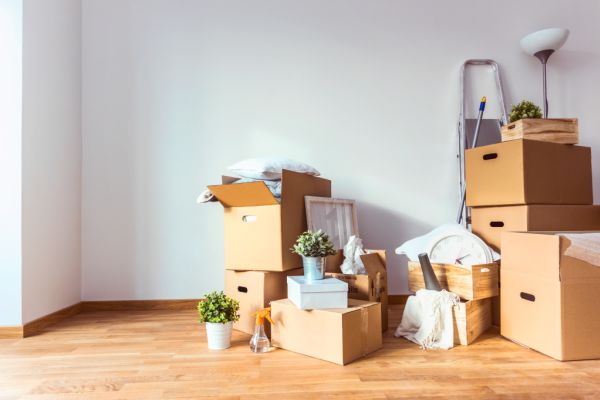 packing boxes filled with home items