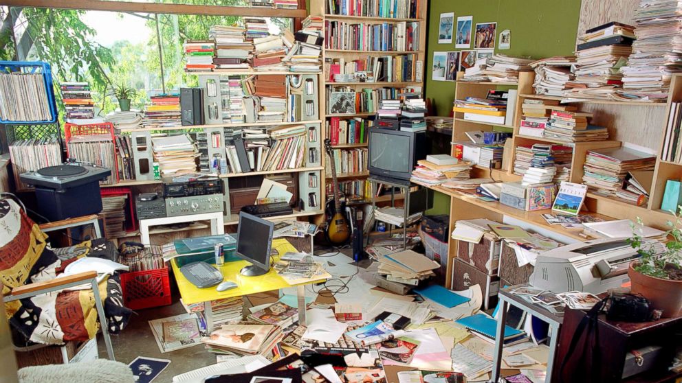 Clutter filled living room