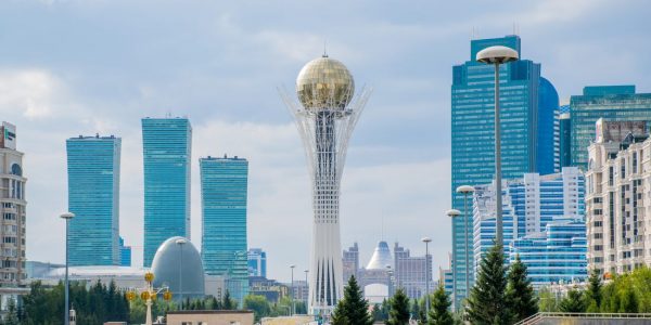 the Baiterek Tower in Kazakhstan on a sunny morning